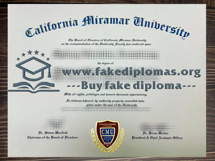 Buy California Miramar University fake diploma, Get CalMU fake degree.