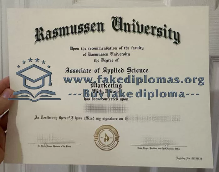 Buy a Rasmussen University fake diploma, Fake Rasmussen University degree.