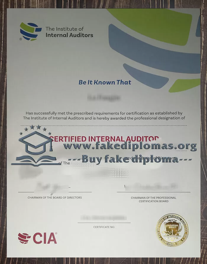 Buy a Certified Internal Auditor fake certificate.