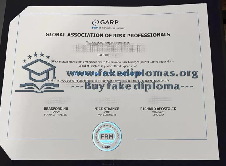 Buy a GARP Financial Risk Manager fake diploma.