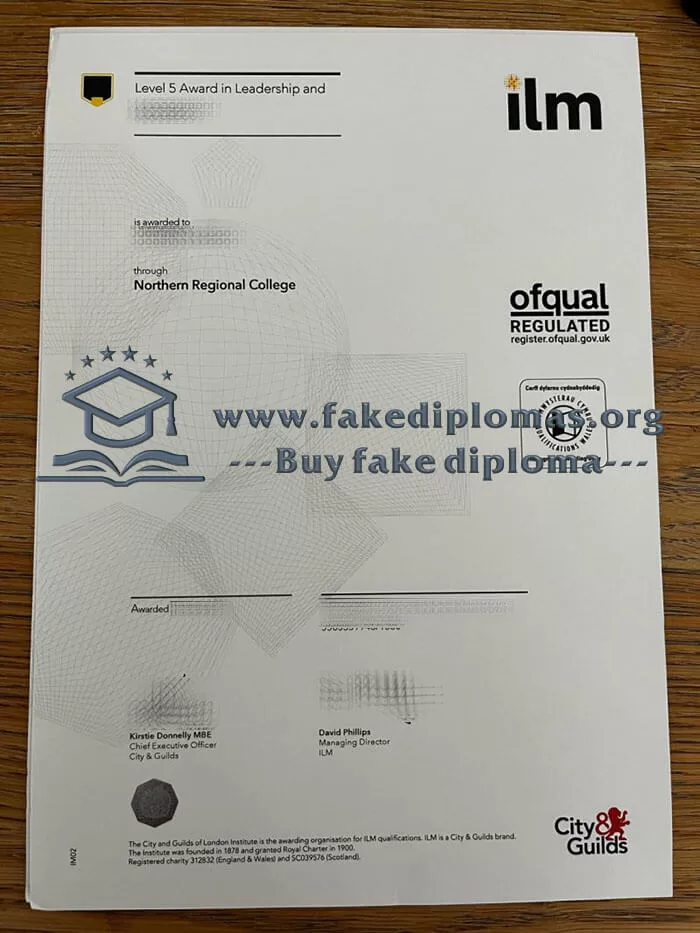 Fake a ILM Level 5 Award in Leadership and Management certificate.