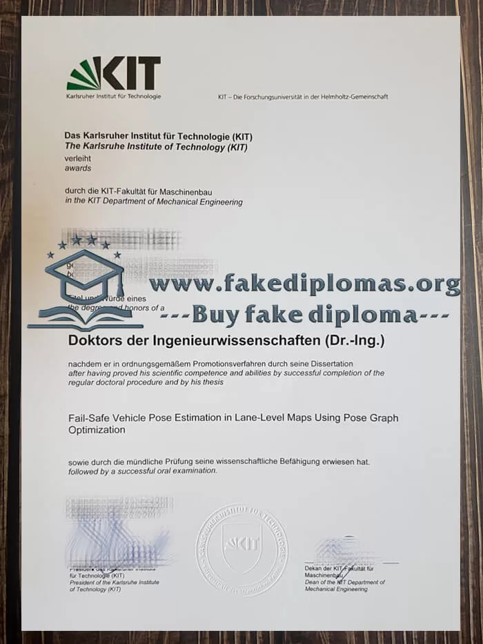 Buy a Karlsruher Institut für Technologie fake certificate.