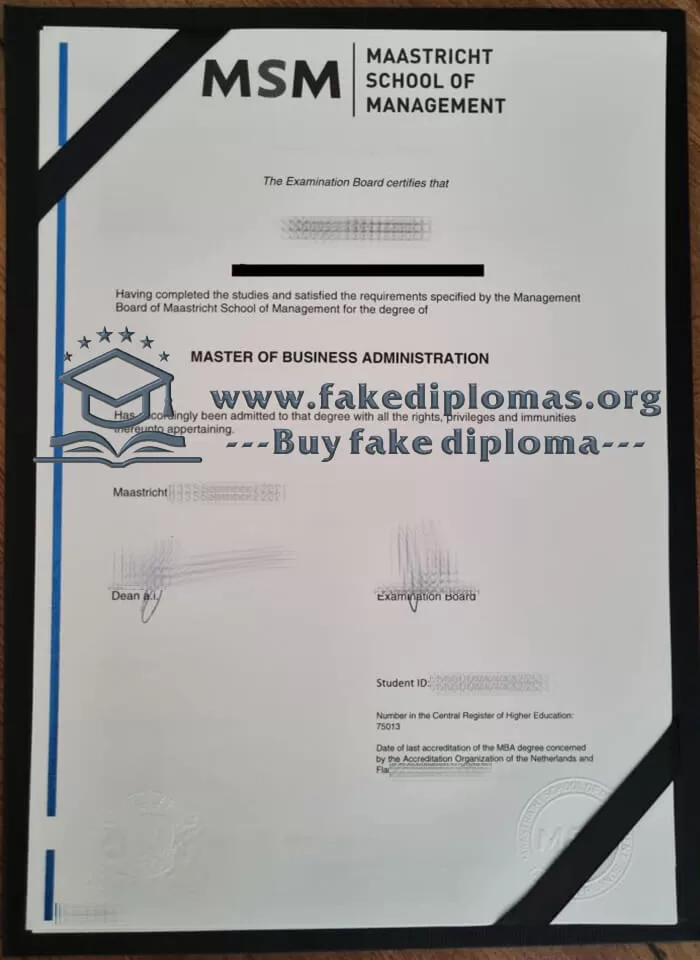 Buy Maastricht School of Management fake diploma, Fake MSM degree.