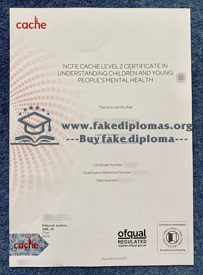 Get a NCFE CACHE Level 3 fake certificate.