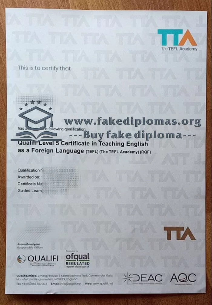 Fake a Qualifi Combined Level 5 TEFL certificate.