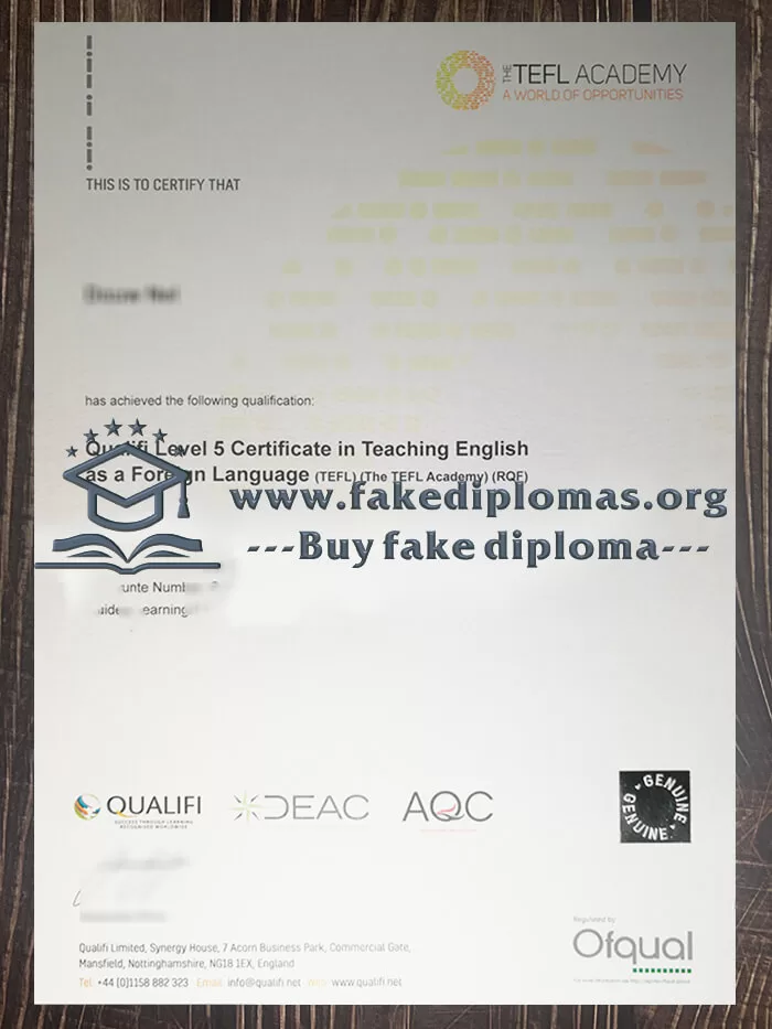 Get a Qualifi Level 5 TEFL fake certificate.