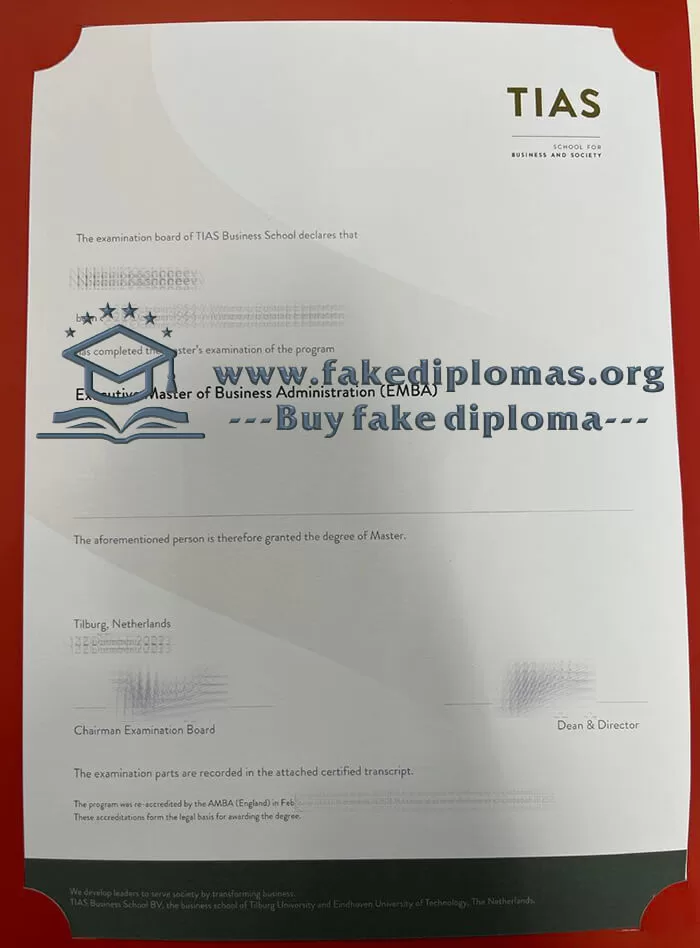 Buy TIAS School for Business and Society fake diploma.