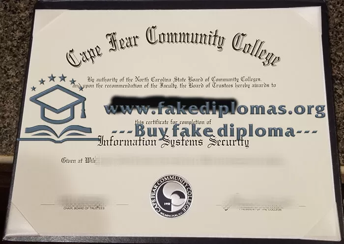 Buy Cape Fear Community College fake diploma.