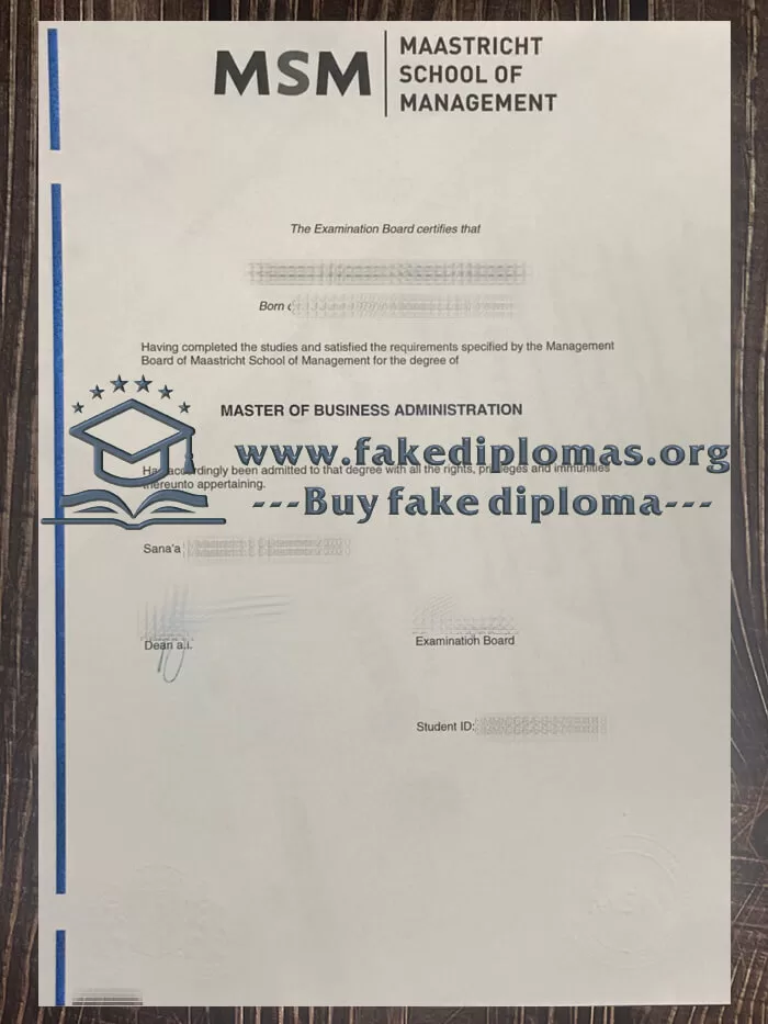 Buy Maastricht School of Management fake certificate.