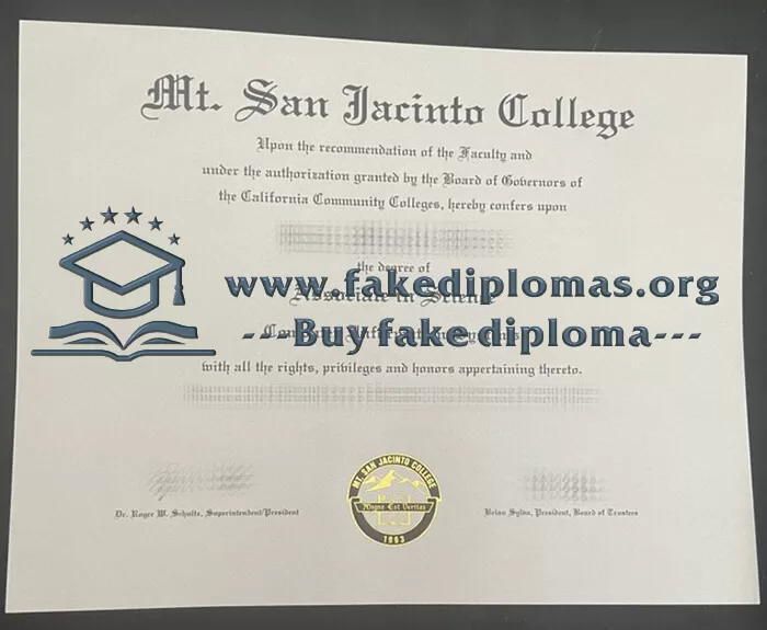 Buy Mt San Jacinto College fake diploma.