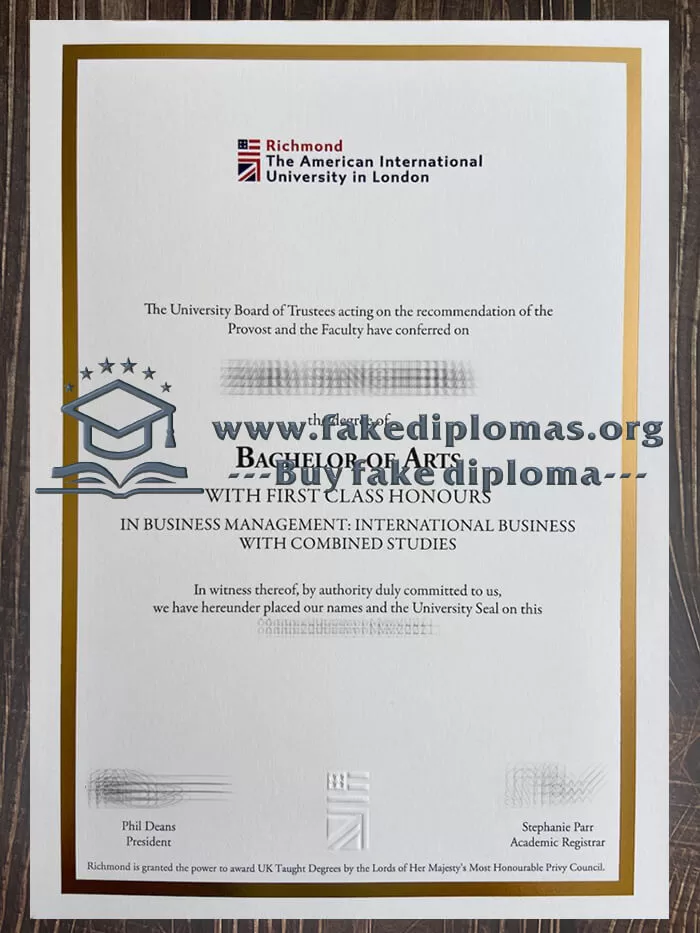 Buy a Richmond American University London fake diploma.