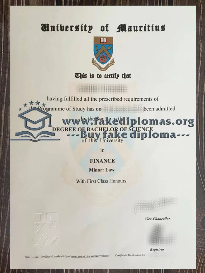 Buy a University of Mauritius fake diploma, Fake UoM degree online.